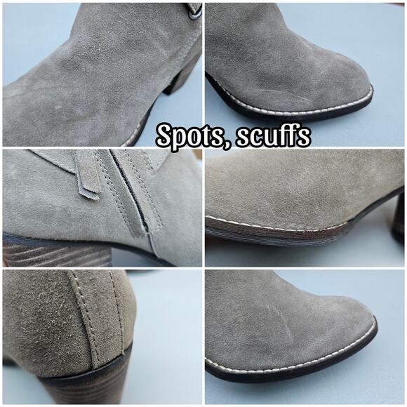 Buckle Detail Heeled Ankle Boot Sam Edelman Morris Size 8.5 Taupe Suede Leather - Picture 8 of 14